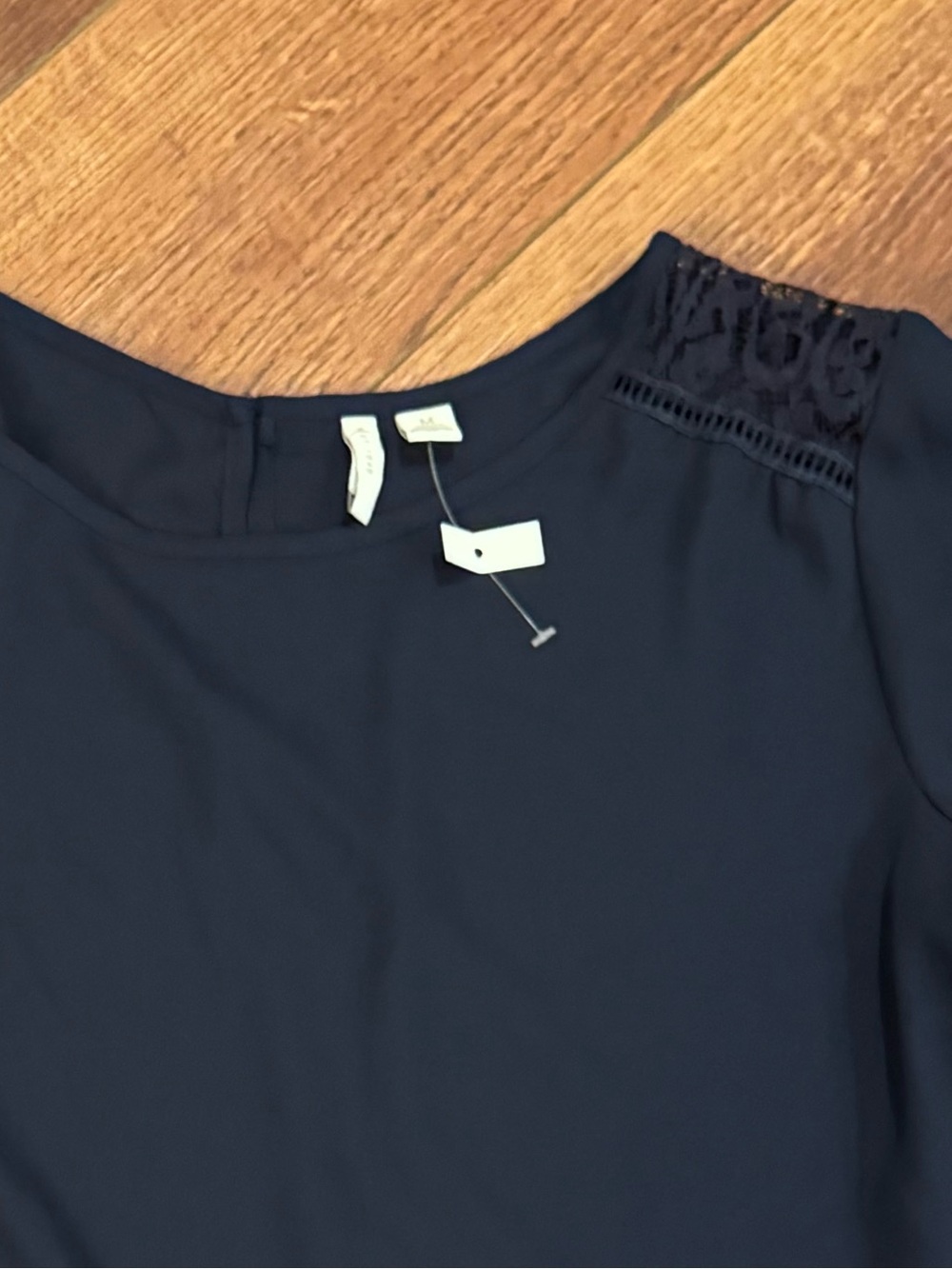 Maurices Navy Lace Sleeve Blouse
